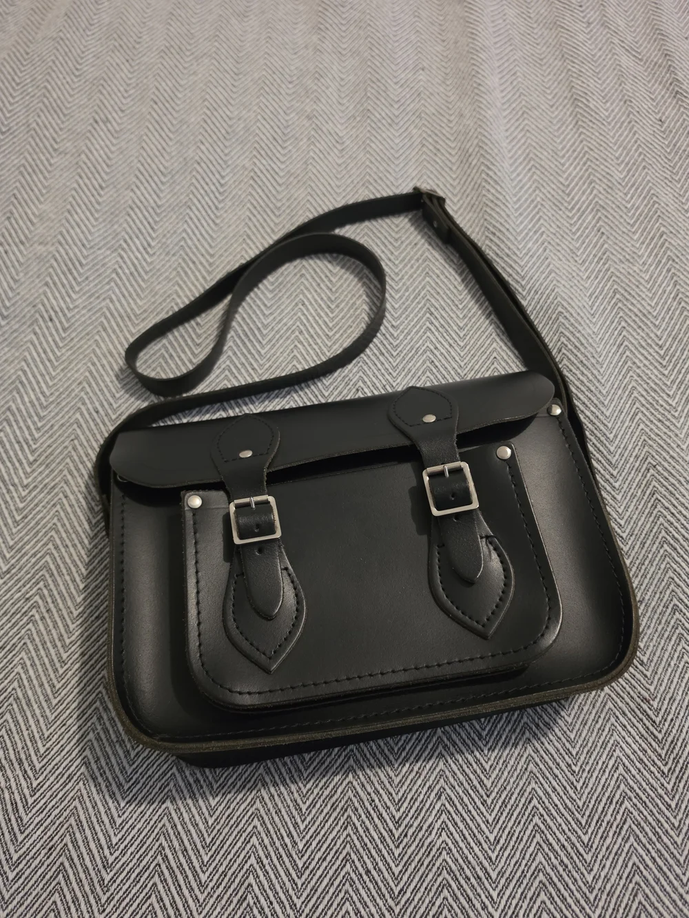 The Cambridge Satchel Company 11'' Black Leather Satchel Crossbody
